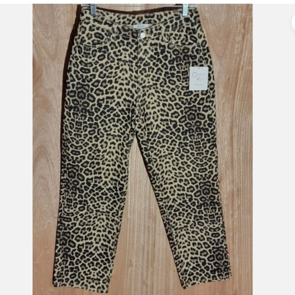 ROSS orange kiss essentials jeans  size M regular tapered leopard cheetah NWT